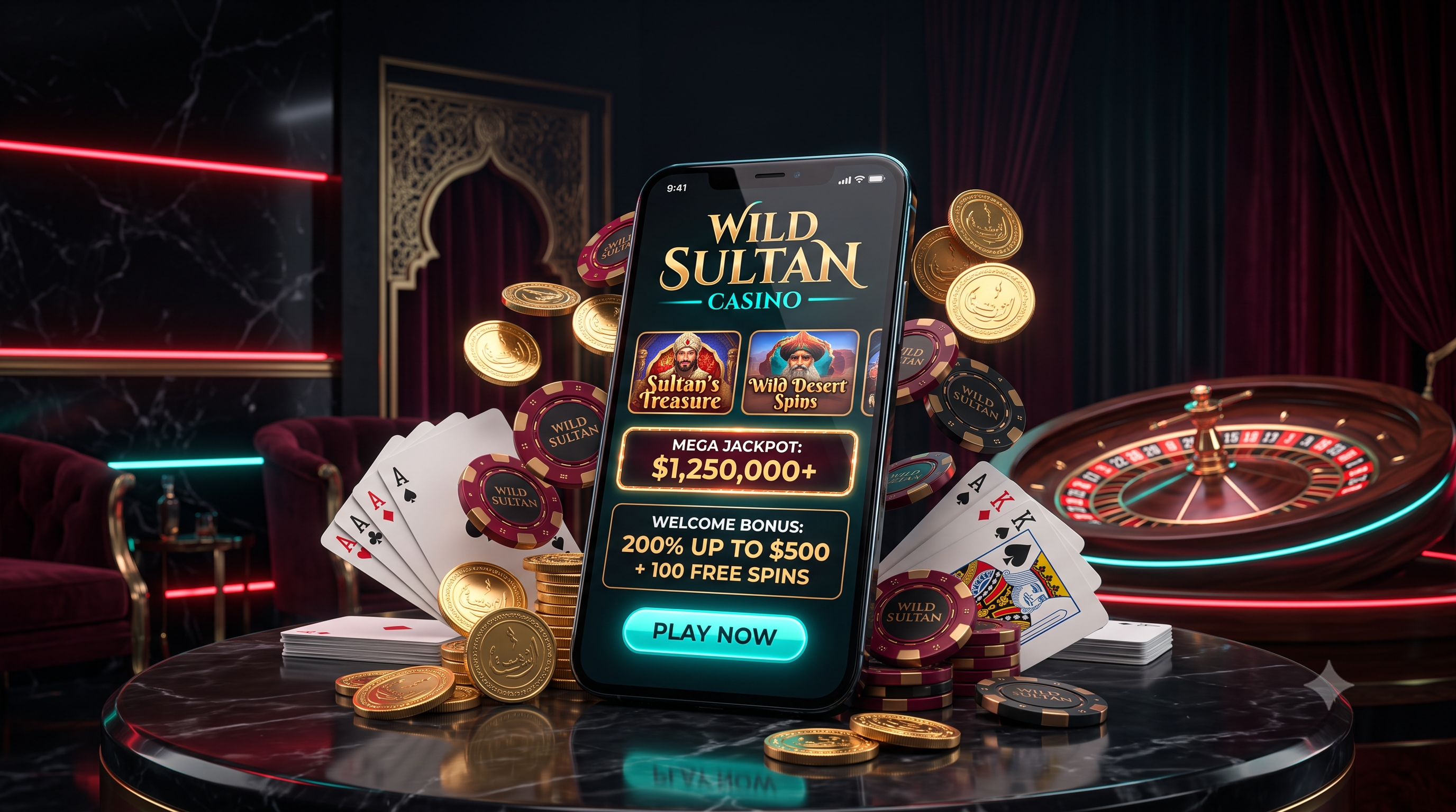Détail des portefeuilles Cash et Bonus sur Wild Sultan Casino